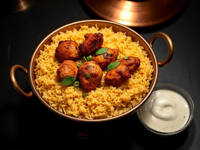 Sealed dum biryani being opened at Saffron Table